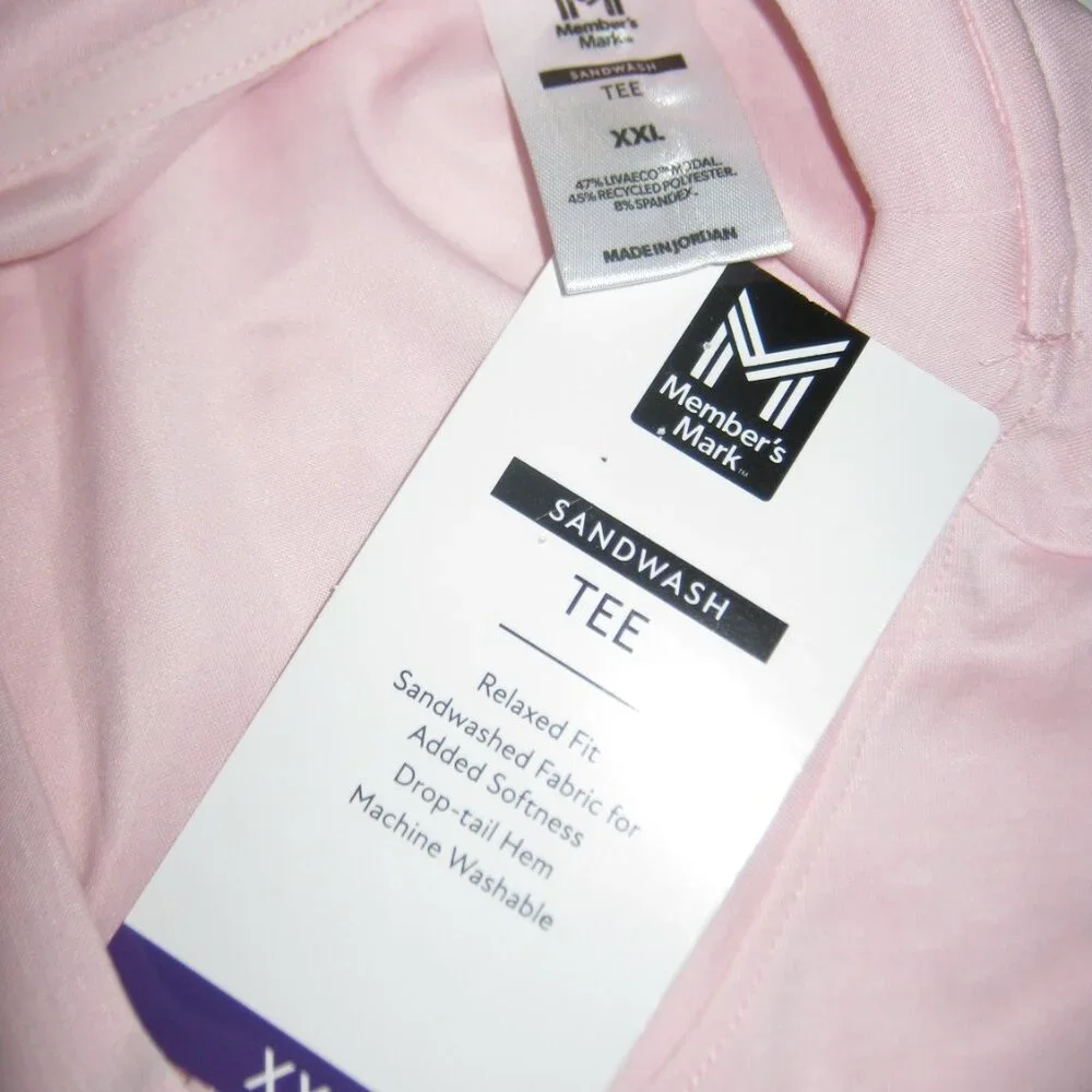 Pink T-Shirt NWT Sandwash Short Sleeve Crew Neck Member's Mark Women's Size XXL - Picture 4 of 7